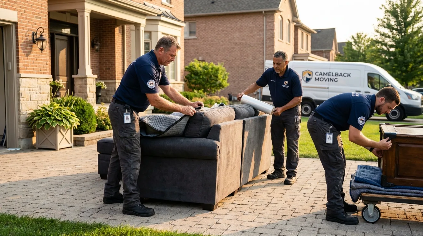 Large estate moving crew wrapping furniture in Grand Bay, AL