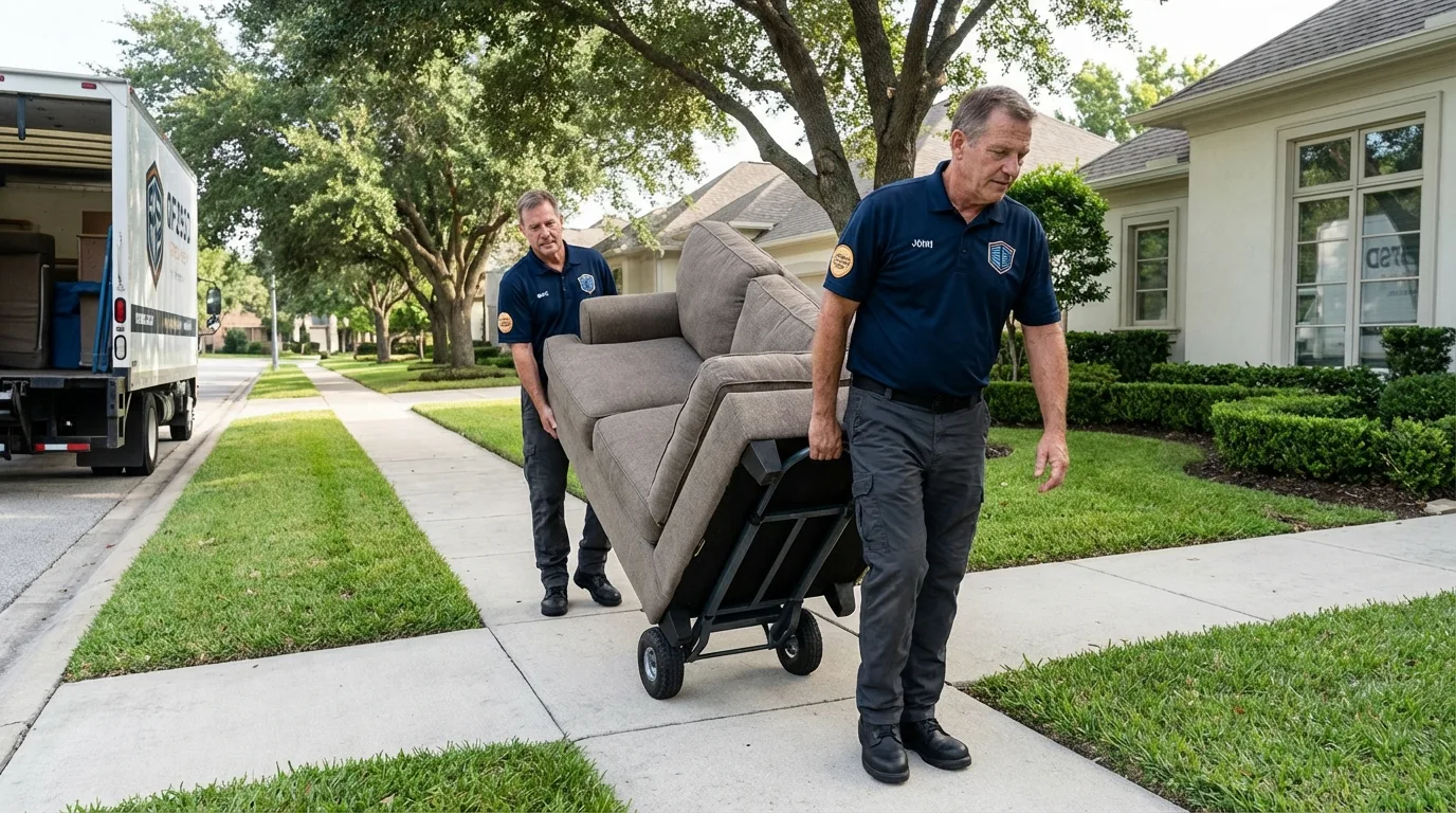 Local residential moving crew loading furniture in Grand Bay, AL